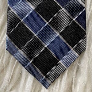 Pronto Uomo Black & Blue Plaid Mens Neck Tie 100% Silk